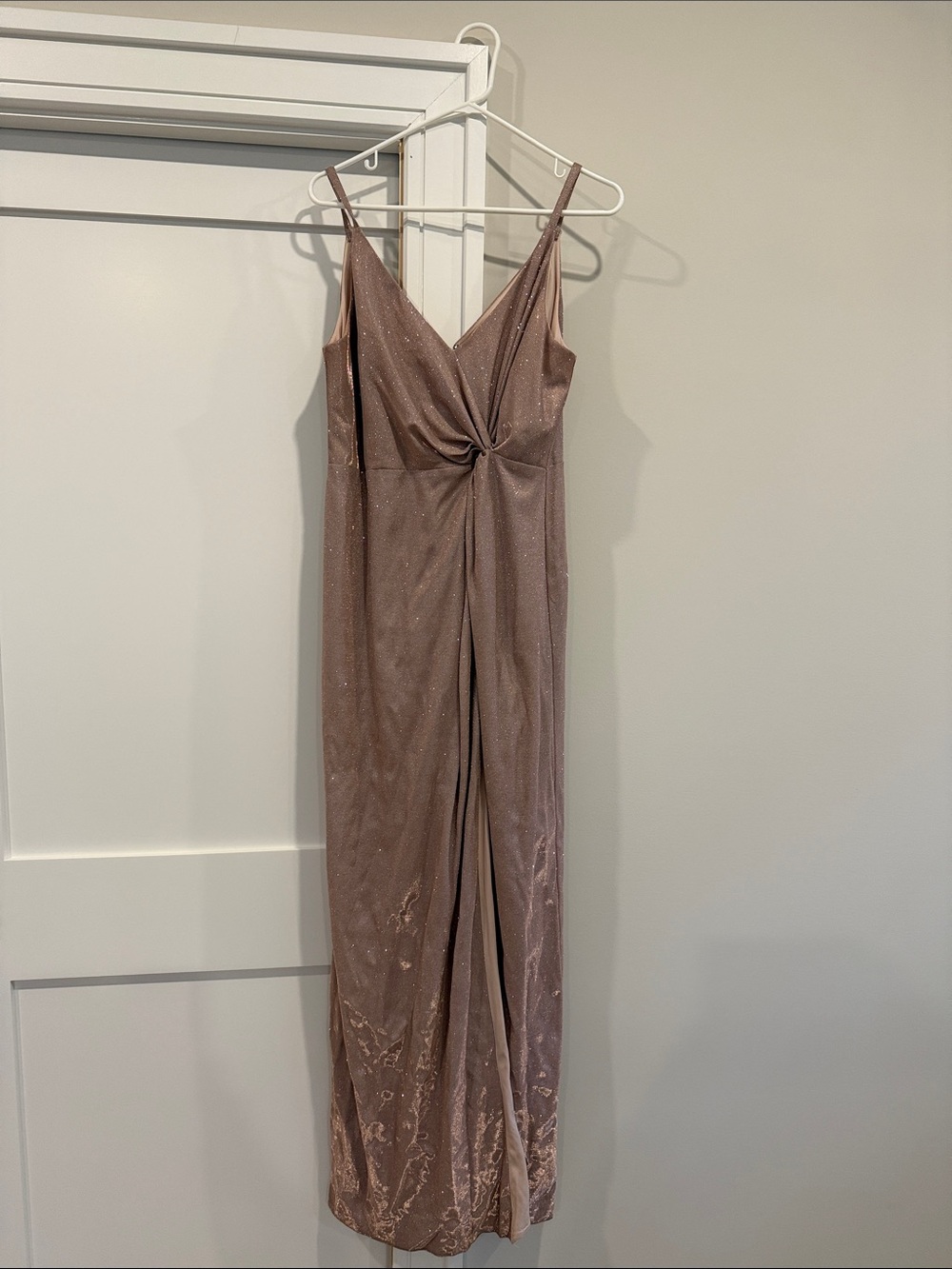 Aidan Mattox Dusty Rose Twist-Front  Dress with slit